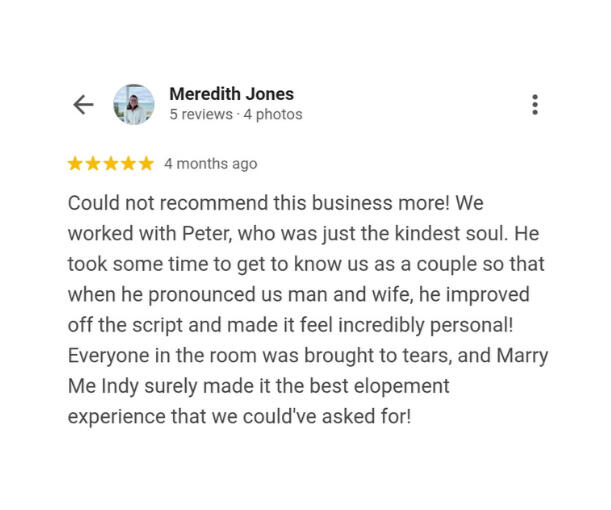 Peter's Civil Ceremony Review Marry Me In Indy Reviews