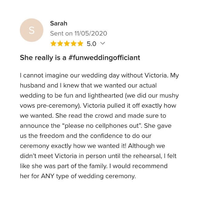 Victoria's Small Wedding Review Marry Me In Indy Reviews